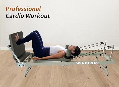 Foldable Pilates Reformer Machine with Springs & Cords P1916
