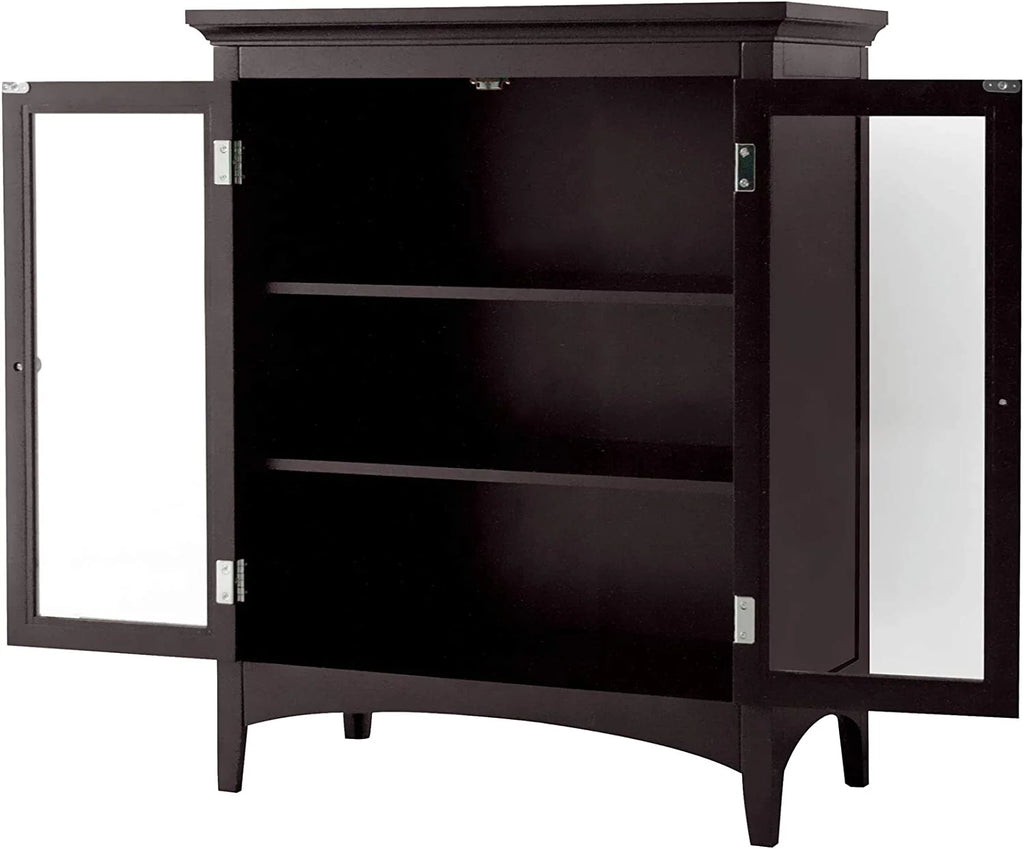 Wooden Floor Cabinet with 2 Glass Doors S751216