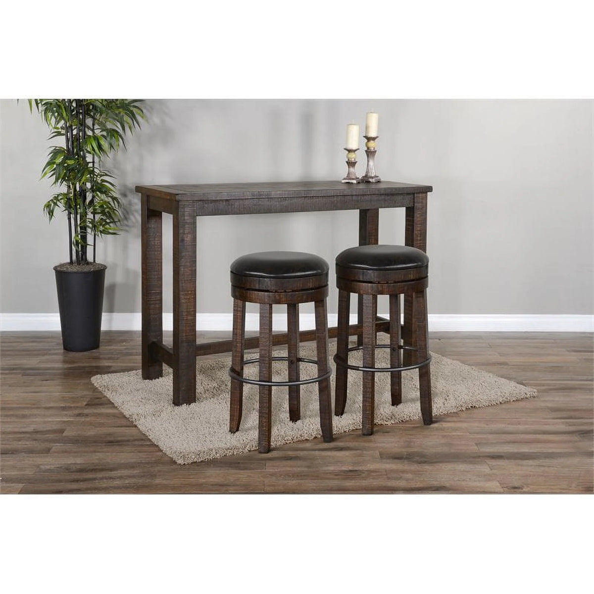 30" Wood Backless Swivel Barstool Set of 3 V55335