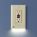 Light Almond GFCI Outlet Wall Plate with LED Night Light U4447