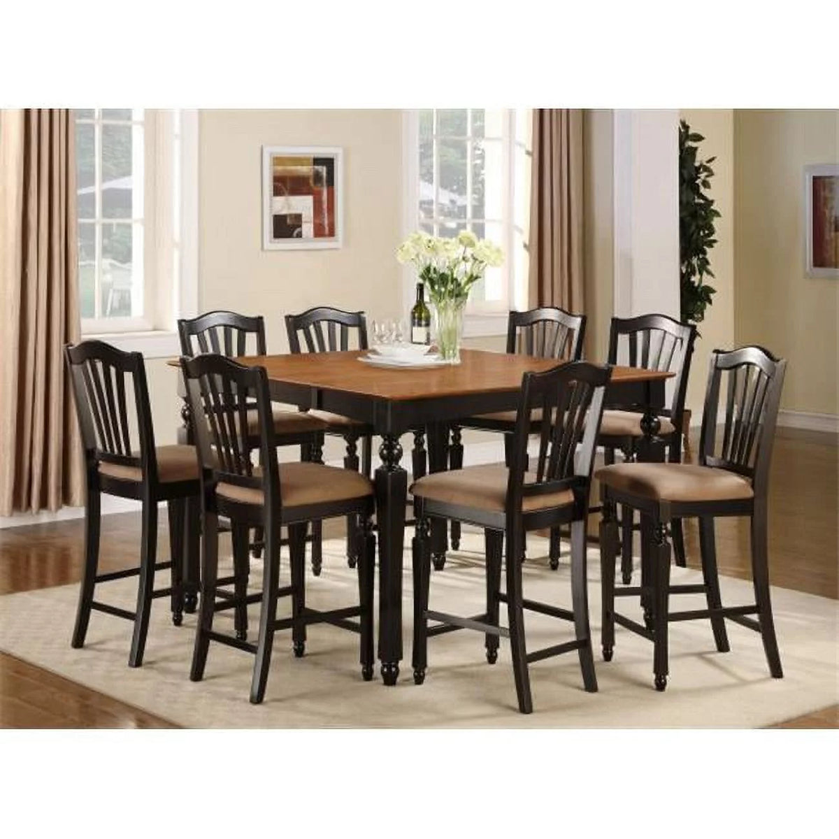 7 Pc Counter Height Table and 6 Faux Leather Seat Stools W562710