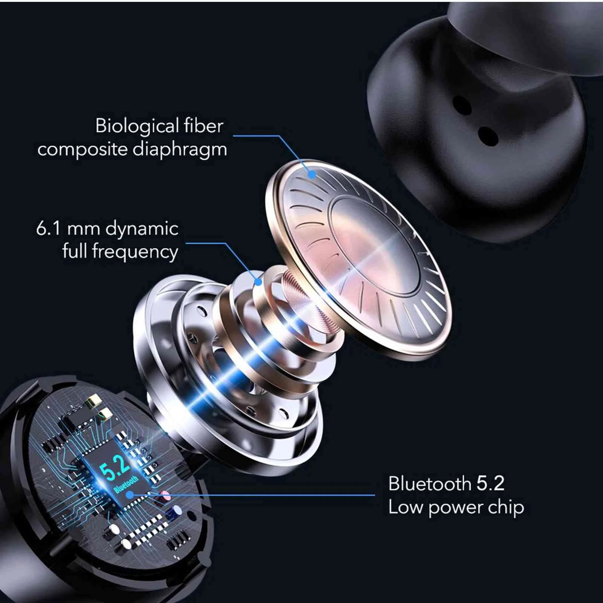 Black True Wireless Bluetooth Earbuds with Charging Case F599