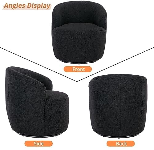 Swivel Barrel Chair Teddy Sherpa Upholstered Accent Armchair V8180