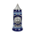Blue Metal Medallion .75L Beer Stein with Metal Lid H269