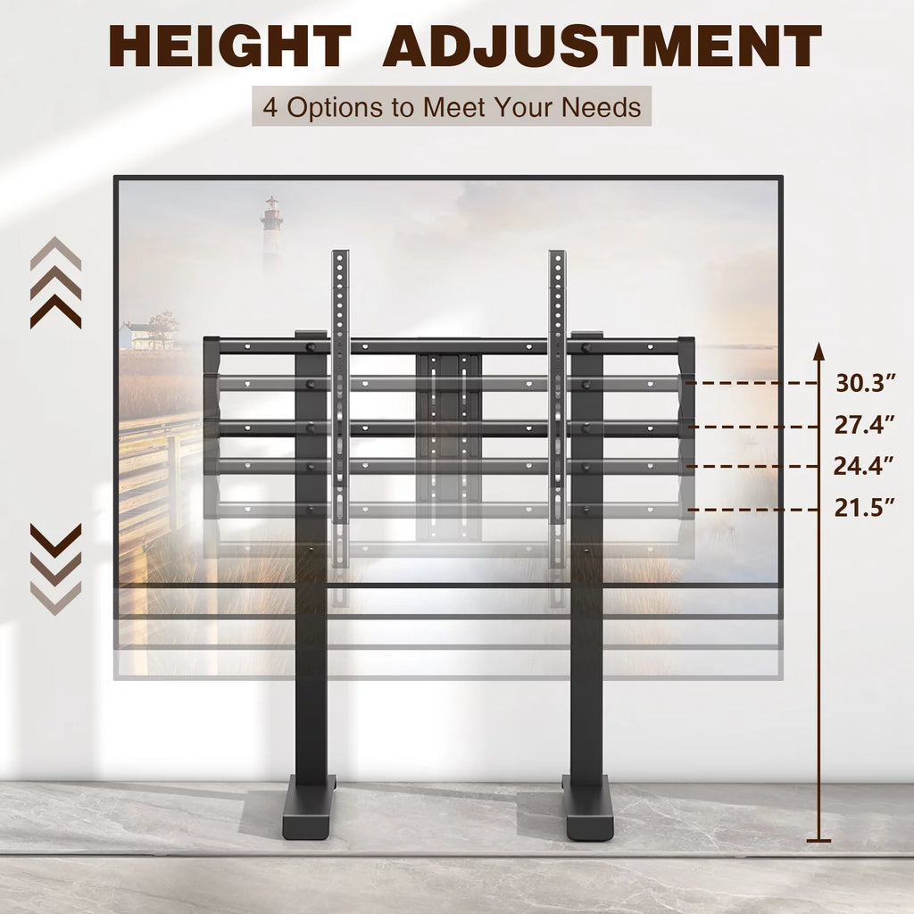 Black Alloy Steel TV Stand for 55 to 90 inch Flat Panel TVs P577