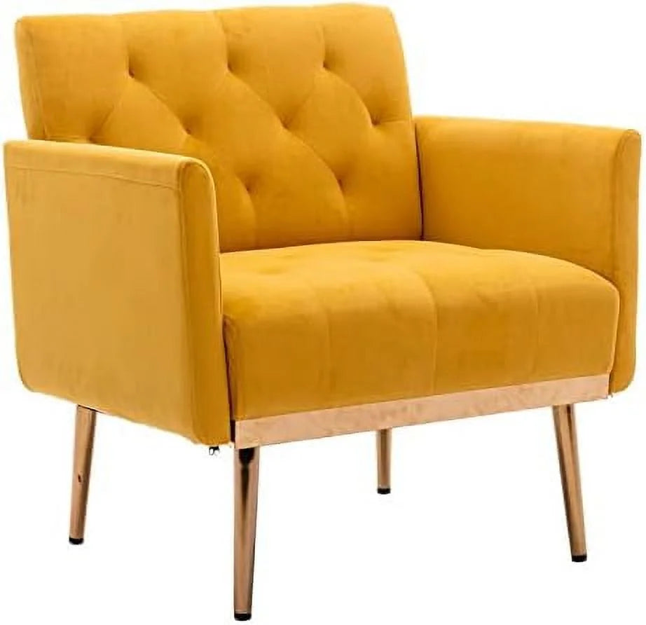 Yellow Velvet Accent Chair with Metal Legs C11592