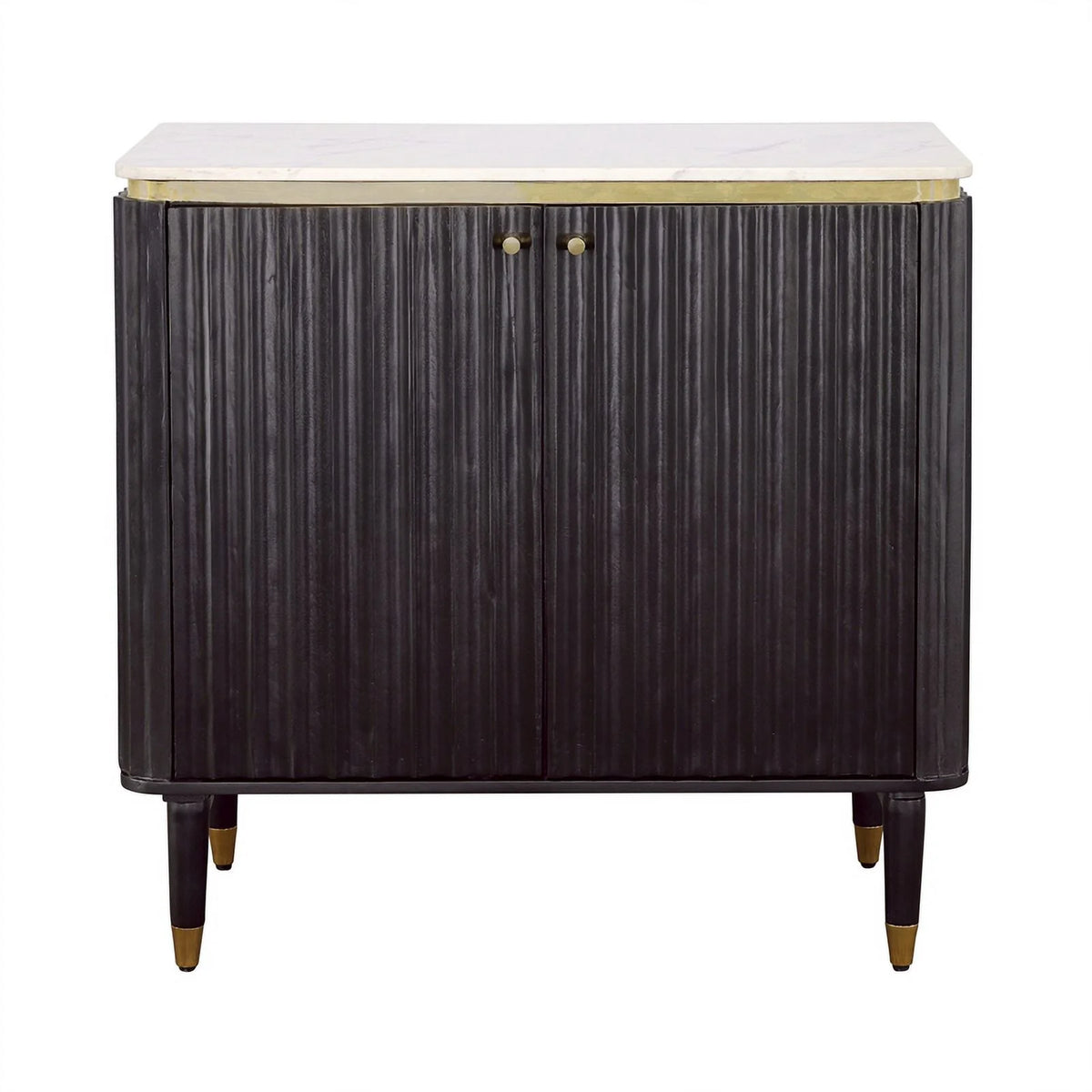Modern 2-Door Wood Bar Cabinet in Black and Gold Z684