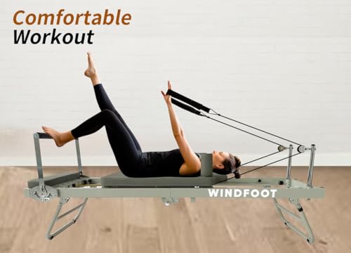 Foldable Pilates Reformer Machine with Springs & Cords P1916
