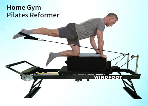 Foldable Pilates Reformer Machine with Springs & Cords P1916