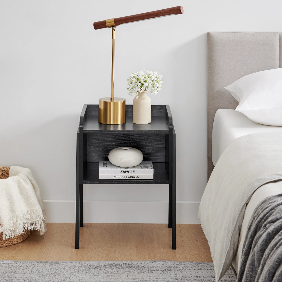 Black Metal Two-Tier End Side Table Z657