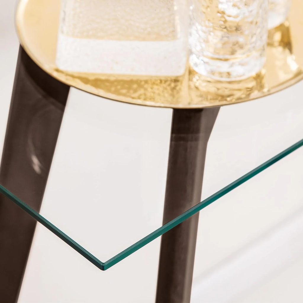 Glass Console Table with Solid Wood Legs W71982