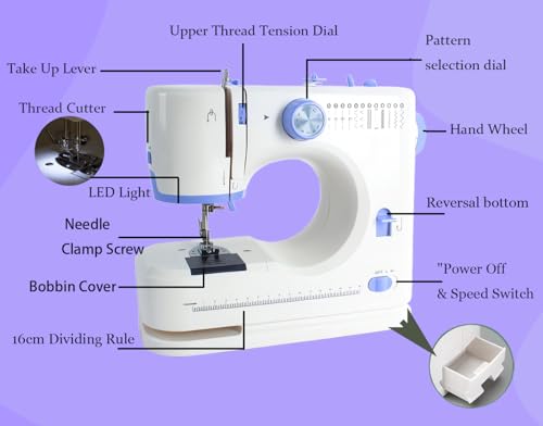 Portable Sewing Machine with 42 Pcs Sewing Threads Kit B27666