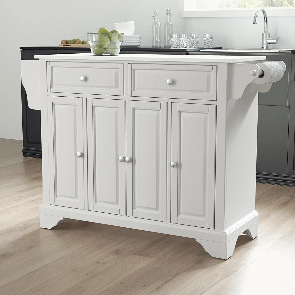White Black Kitchen Island Cart S643