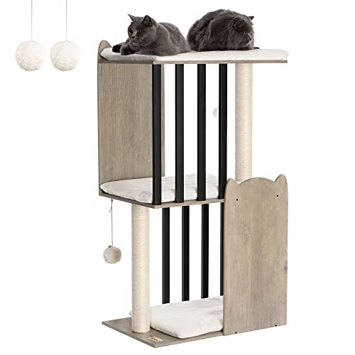 3-Tier Cat Tree Tower Condo with Sisal Scratching Posts D93804