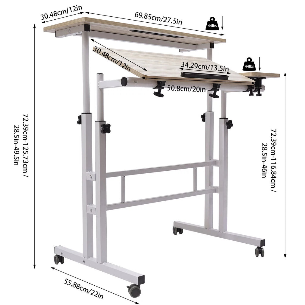 Mobile Adjustable Height Standing Desk with Wheels H682