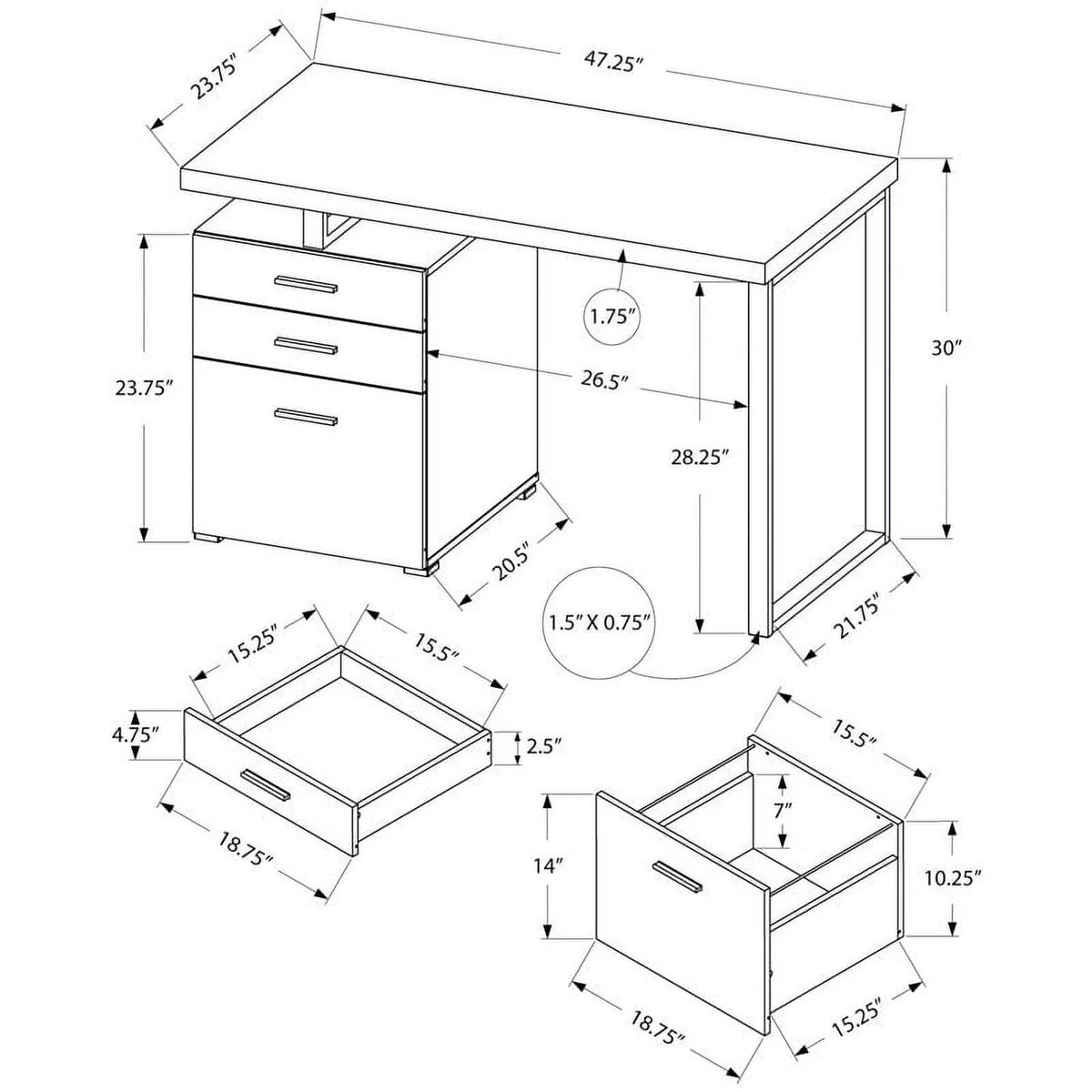 Contemporary Wood Reversible Pedestal Computer Desk H737