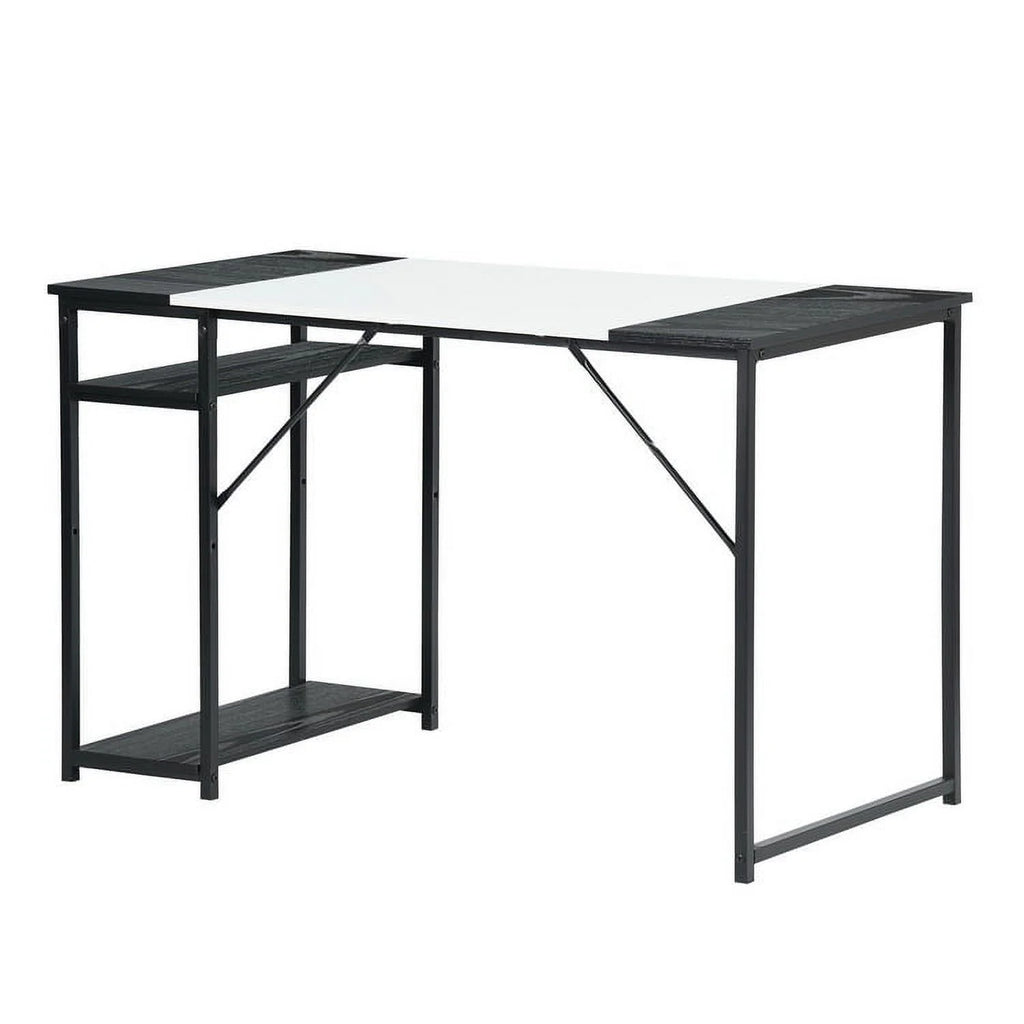 47.2" L Writing Computer Desk with 2 Storage Shelves White & Black W985