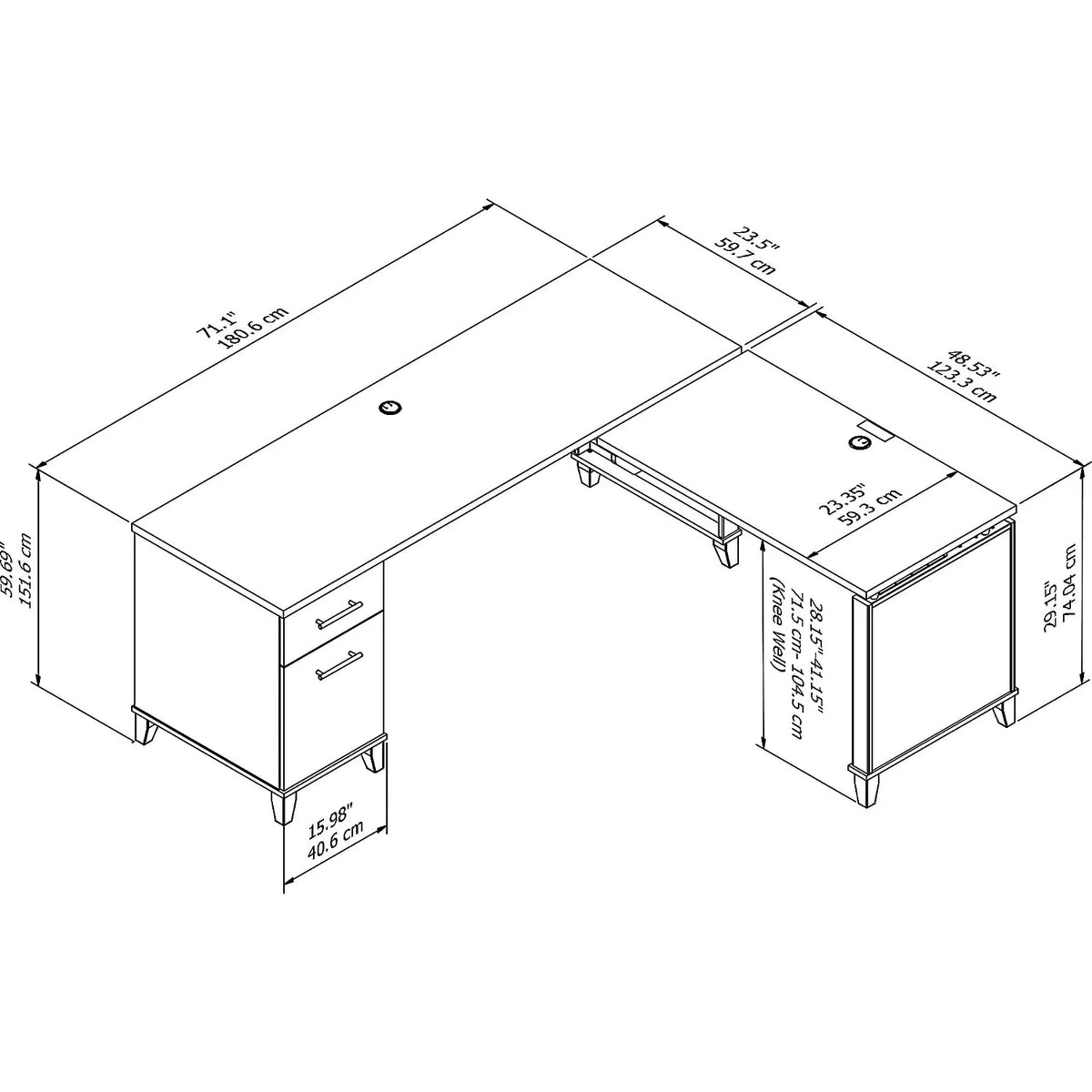 72" Sit to Stand L Desk V358