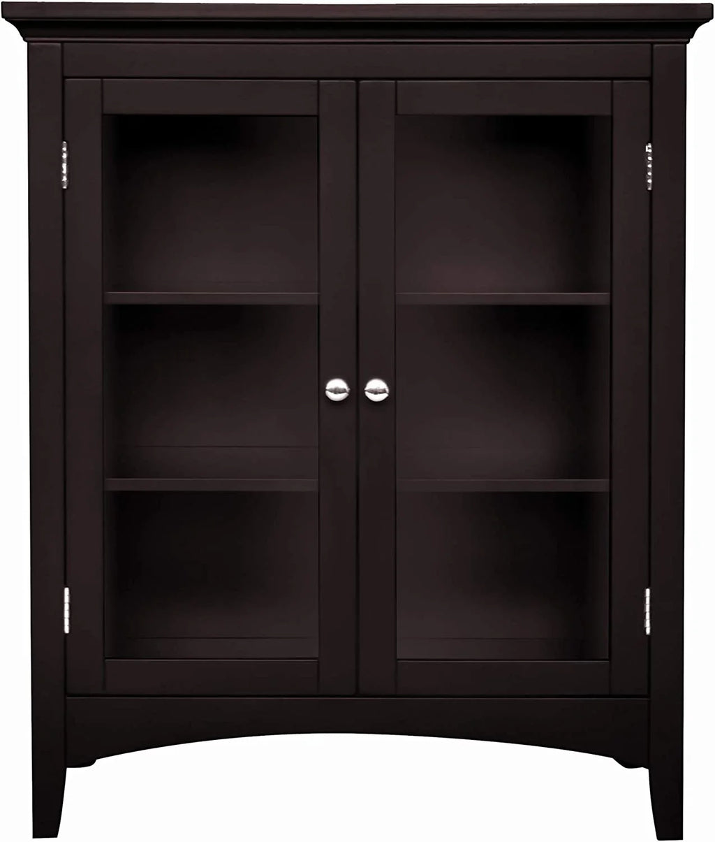Wooden Floor Cabinet with 2 Glass Doors S751216