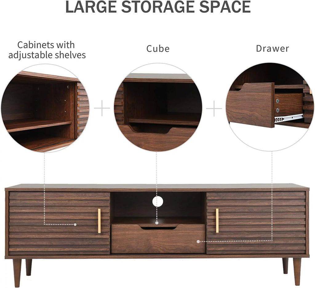 Mid-Century Modern TV Stand Media Console Cabinet U42458
