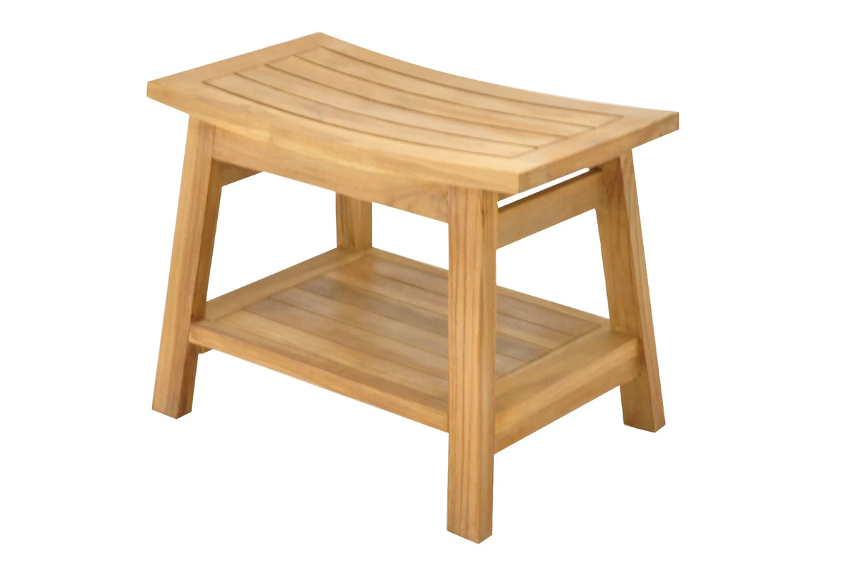 Teak Wood Shower Seat Outdoor Patio Stool Bench F2388