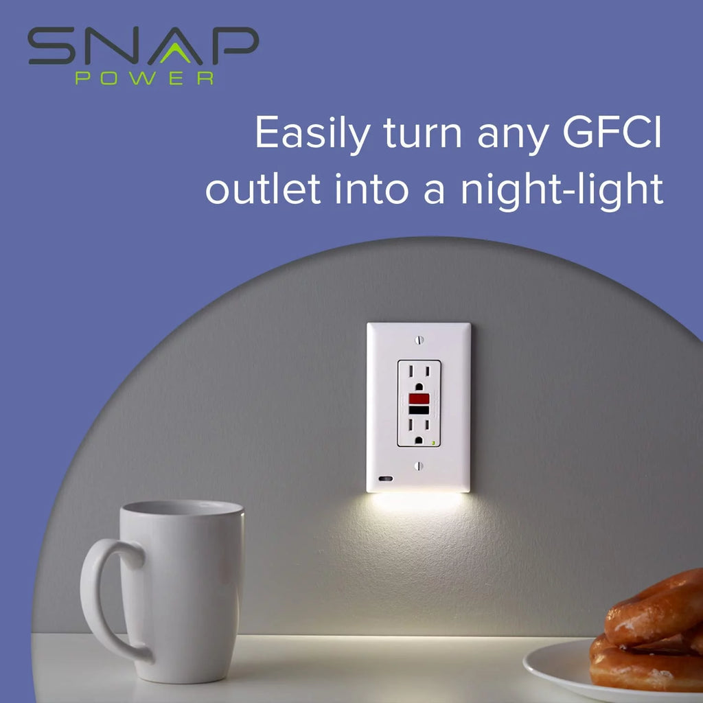 Light Almond GFCI Outlet Wall Plate with LED Night Light U4447