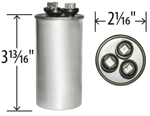 35/7.5 uF MFD 370 VAC Dual Round Replacement Capacitor A955