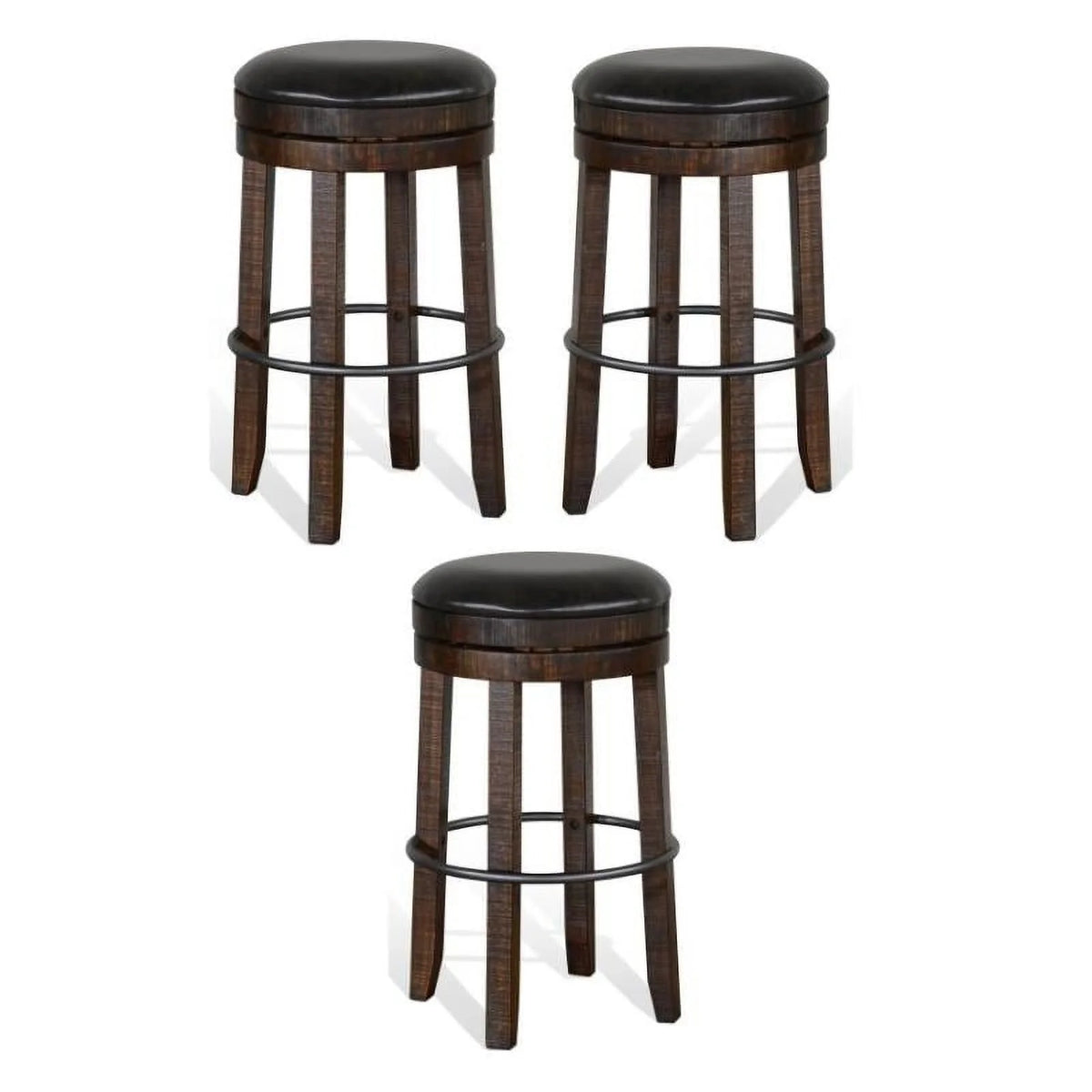 30" Wood Backless Swivel Barstool Set of 3 V55335