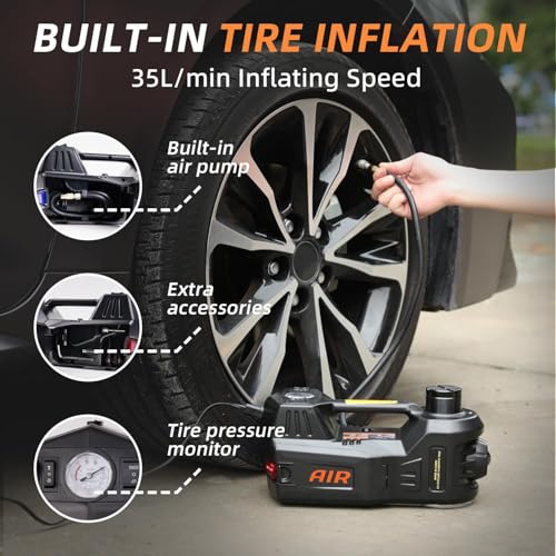 5 Ton 12V Electric Car Jack Kit with Impact Wrench and Tire Inflator Pump Y843