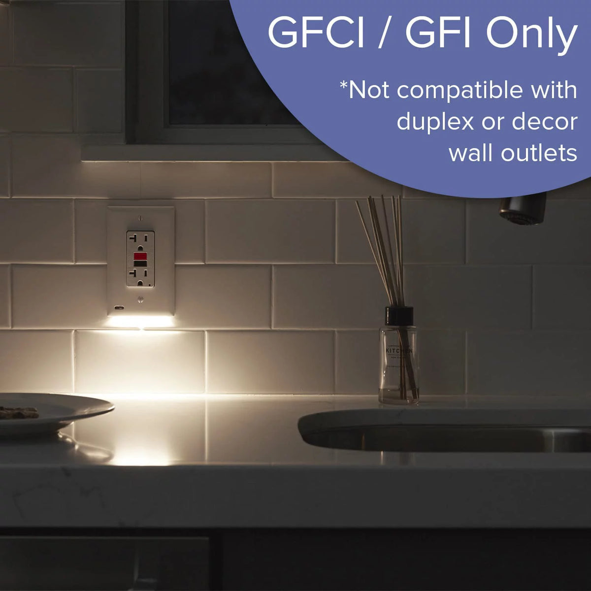 Light Almond GFCI Outlet Wall Plate with LED Night Light U4447