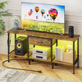 47" Rustic Brown LED TV Stand with Power Outlet and Fabric Drawer A2566