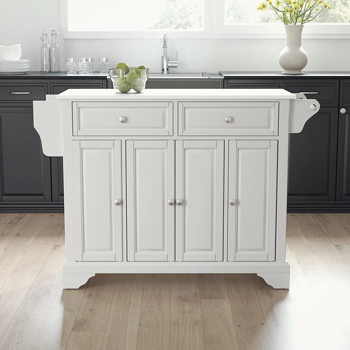 White Black Kitchen Island Cart S643