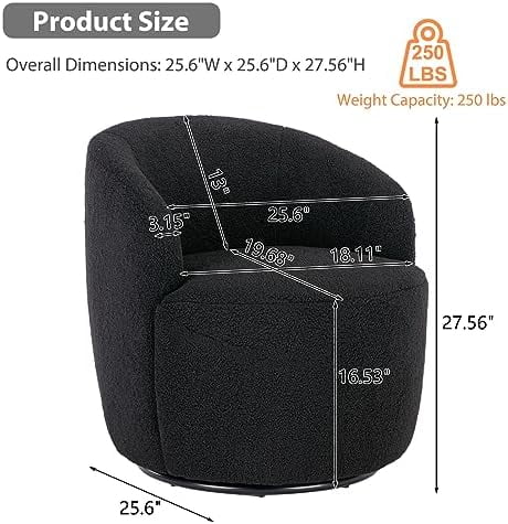Swivel Barrel Chair Teddy Sherpa Upholstered Accent Armchair V8180