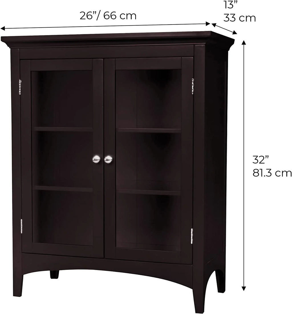 Wooden Floor Cabinet with 2 Glass Doors S751216