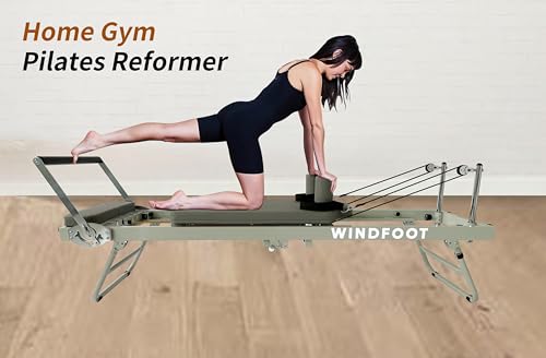 Foldable Pilates Reformer Machine with Springs & Cords P1916