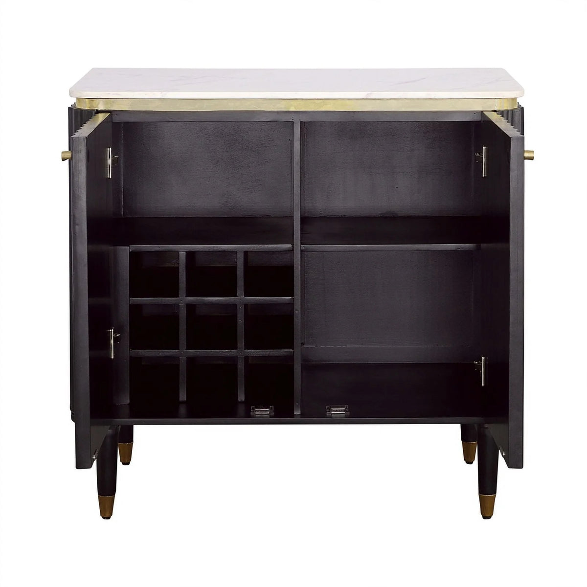 Modern 2-Door Wood Bar Cabinet in Black and Gold Z684