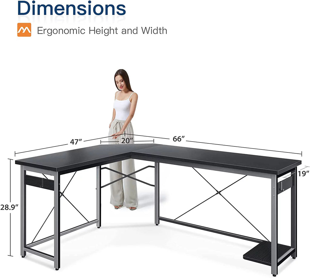 66" L Shaped Black Gaming Desk G564
