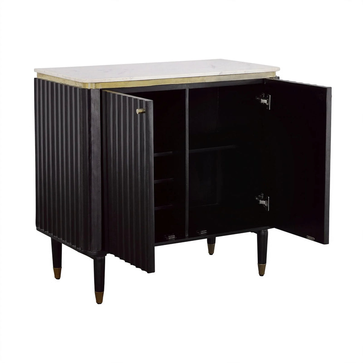 Modern 2-Door Wood Bar Cabinet in Black and Gold Z684