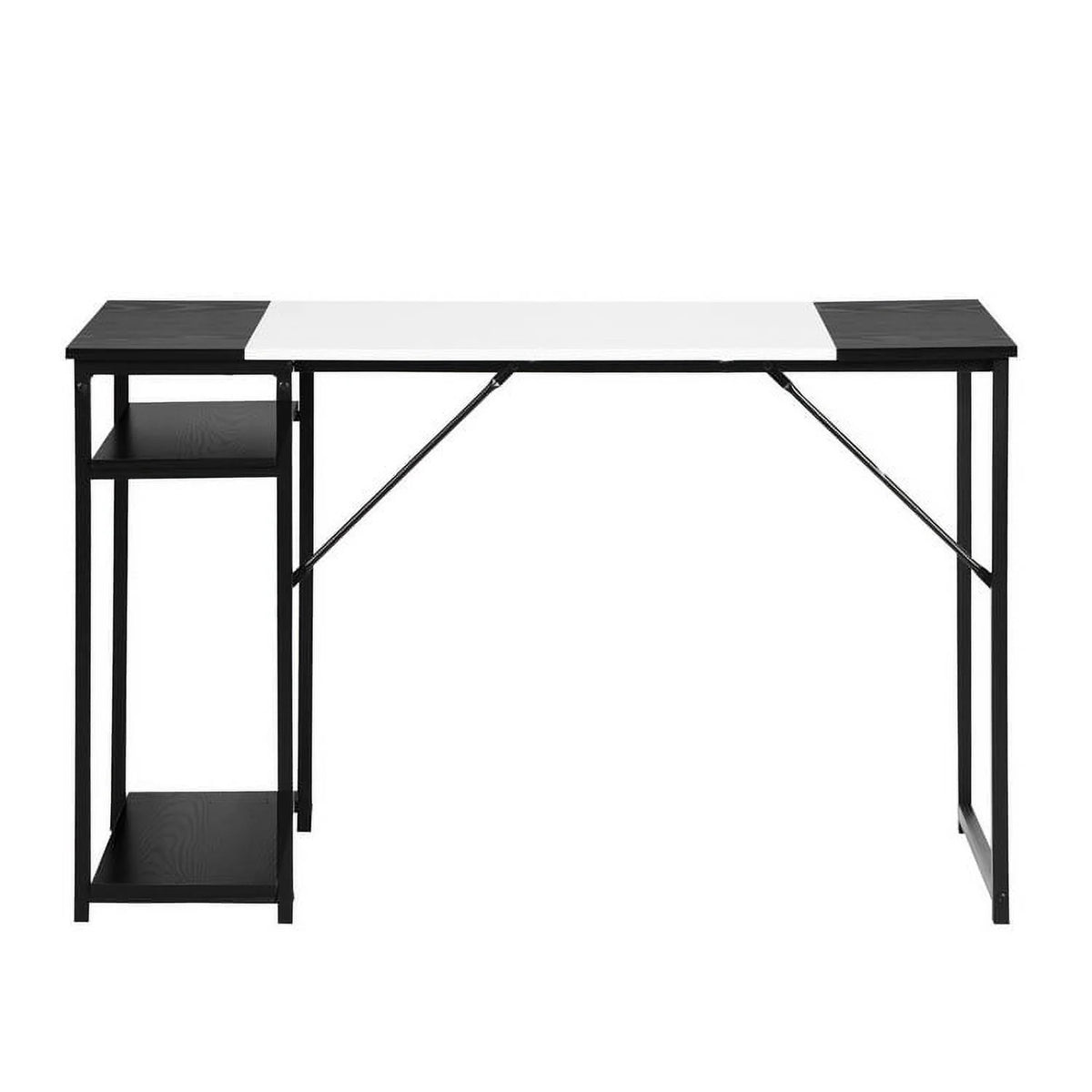 47.2" L Writing Computer Desk with 2 Storage Shelves White & Black W985