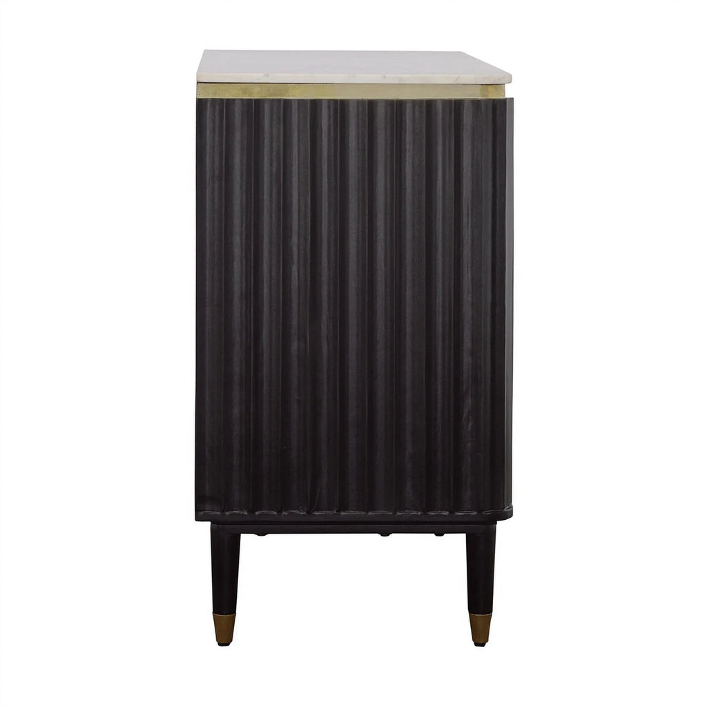 Modern 2-Door Wood Bar Cabinet in Black and Gold Z684