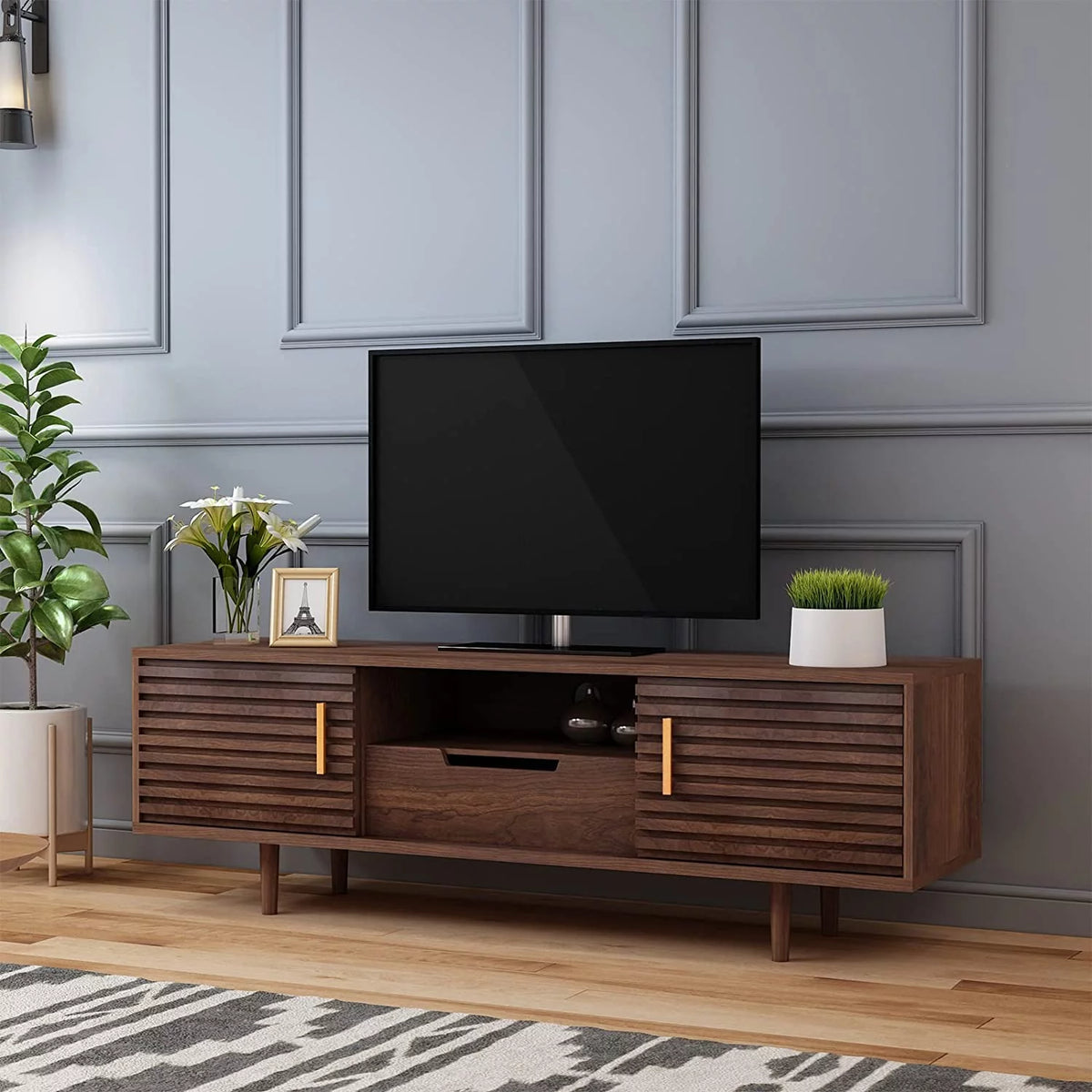 Mid-Century Modern TV Stand Media Console Cabinet U42458