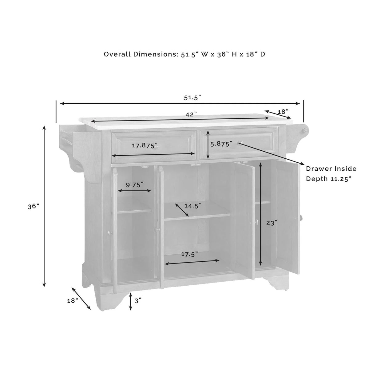 White Black Kitchen Island Cart S643