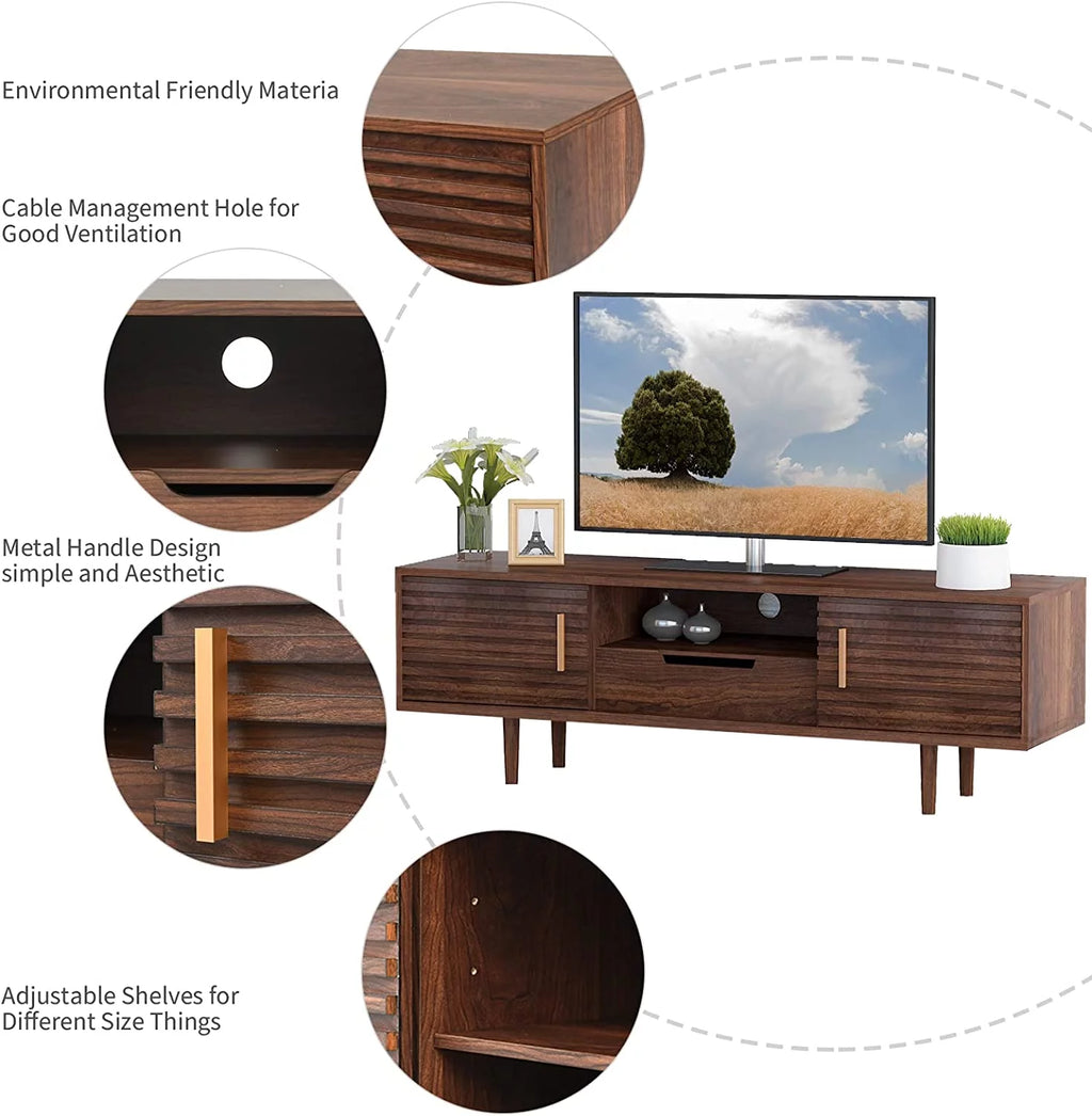 Mid-Century Modern TV Stand Media Console Cabinet U42458