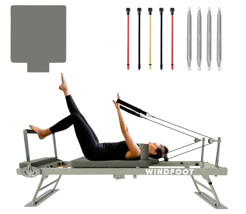 Foldable Pilates Reformer Machine with Springs & Cords P1916