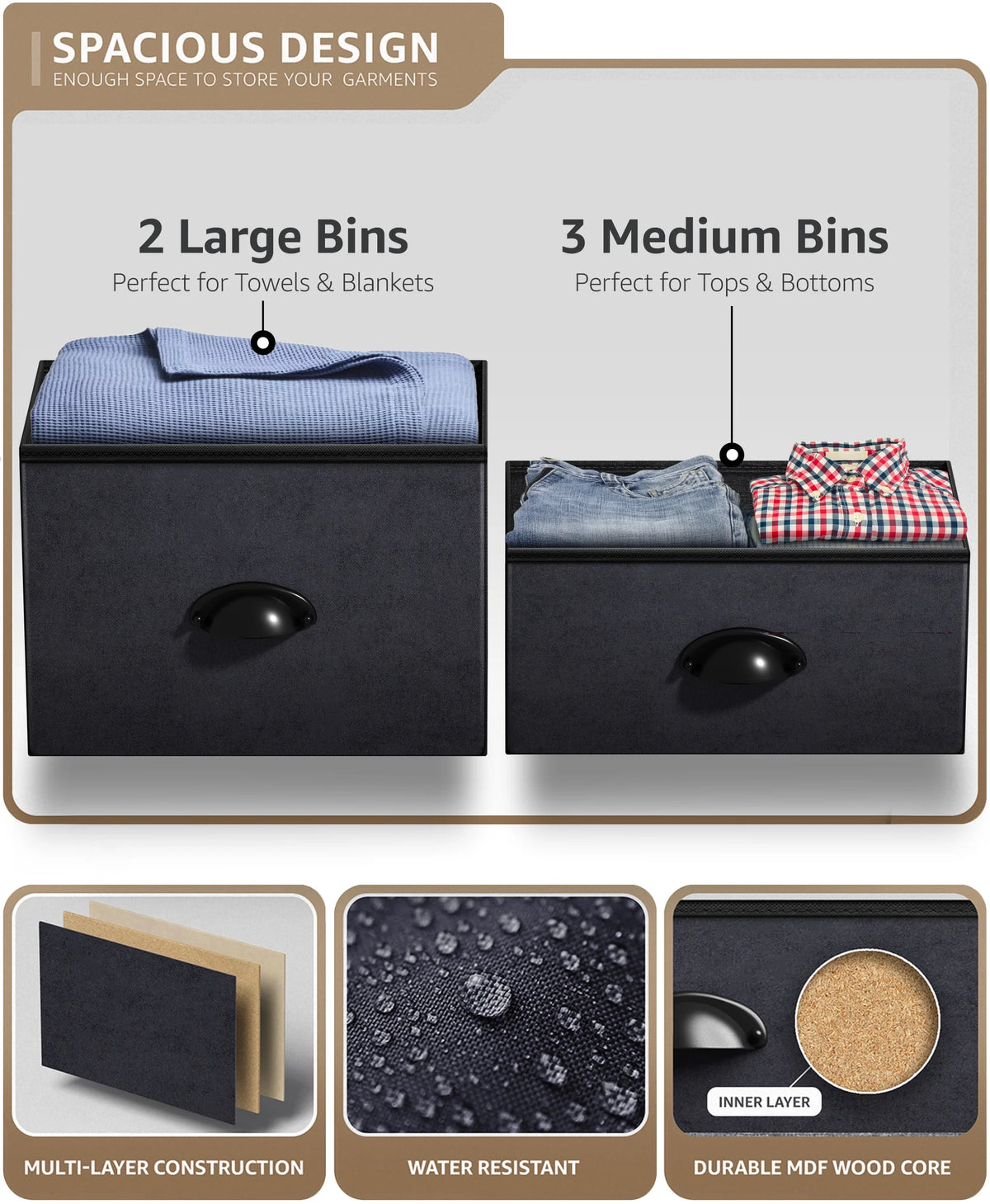 Black 5-Drawer Steel Frame Dresser O3983