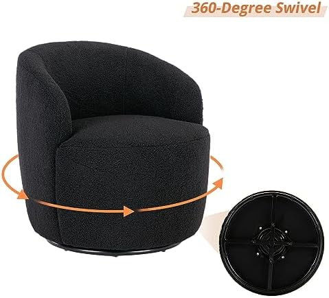 Swivel Barrel Chair Teddy Sherpa Upholstered Accent Armchair V8180