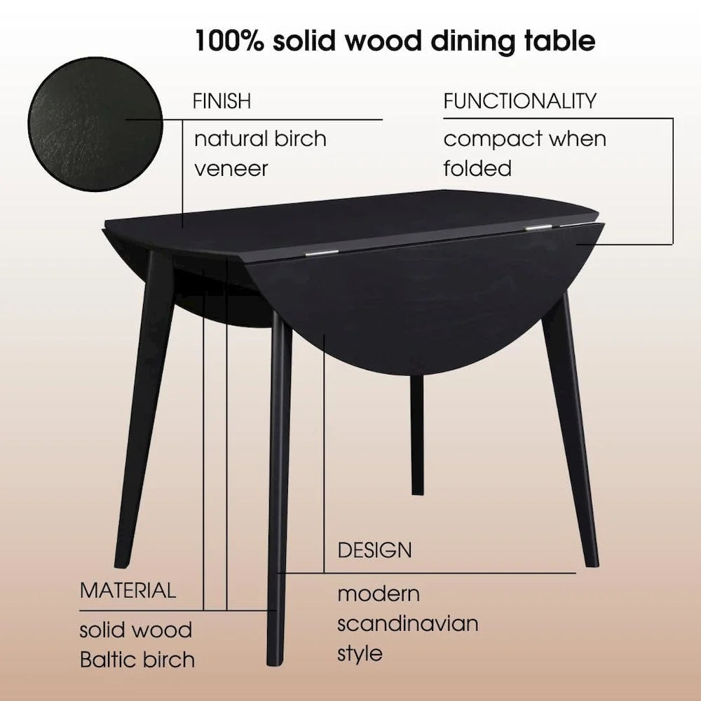 40 inch Drop Leaf Round Table Birch Solid Wood R72643