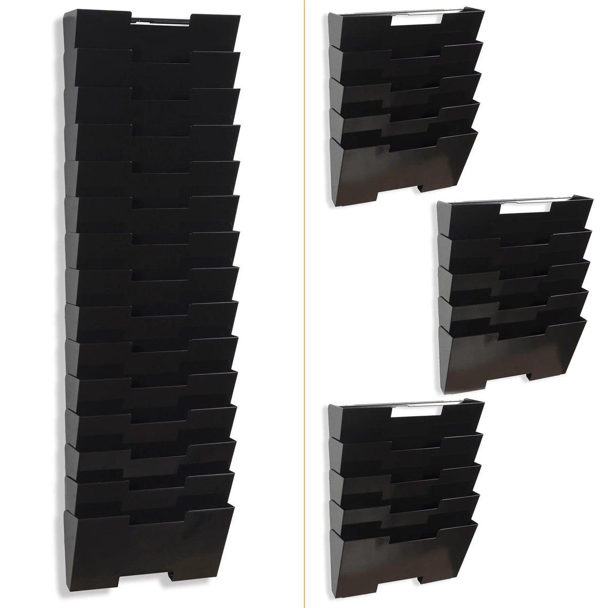 Black Steel Wall Mount Magazine Rack 15 Pockets A774
