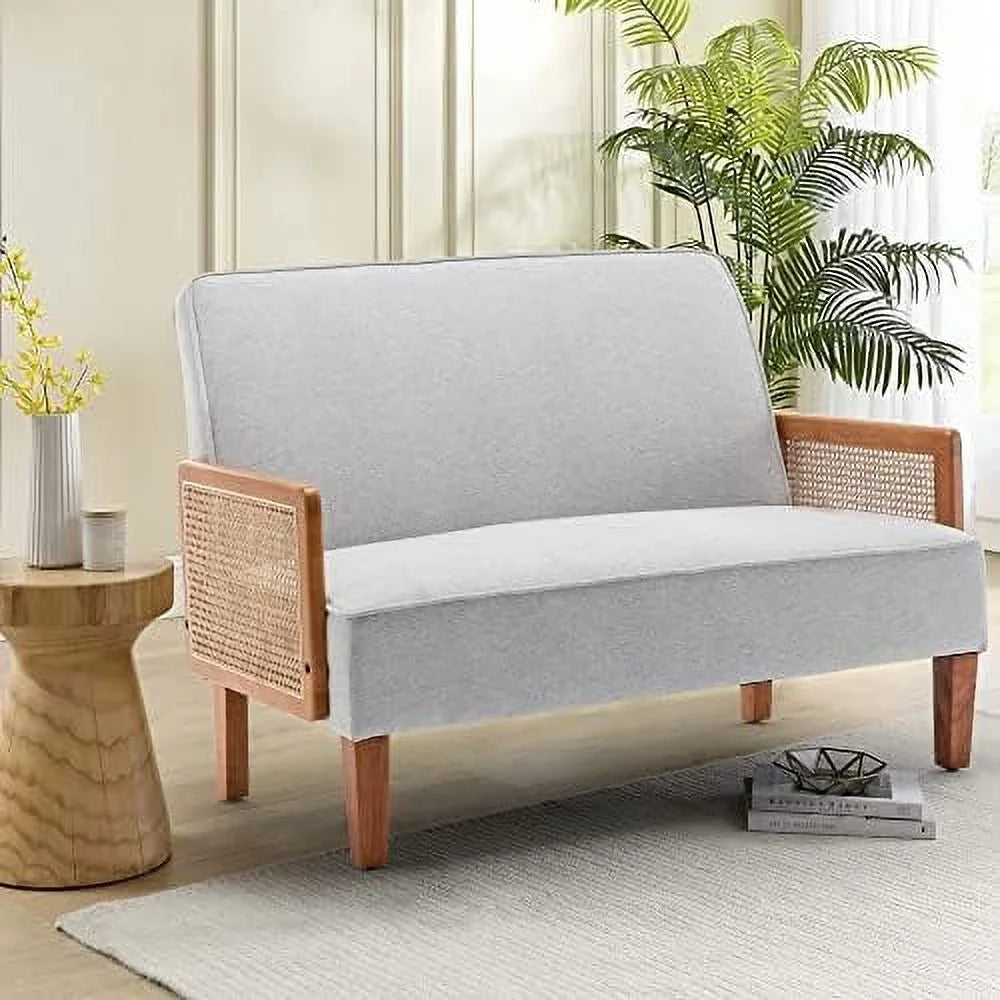 Light Gray Upholstered Small Loveseat Sofa N4399