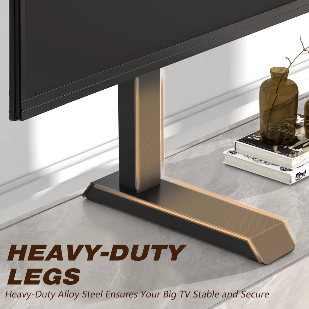 Black Alloy Steel TV Stand for 55 to 90 inch Flat Panel TVs P577